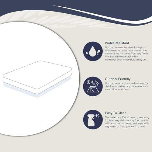 Mayton, 7-Inch Medium Firm Water Resistance Nylon Vinyl Foam Mattress, Noiseless, Soft Cloud Feeling, Body Heat Reflection, Good for Hospital and Camp, Full