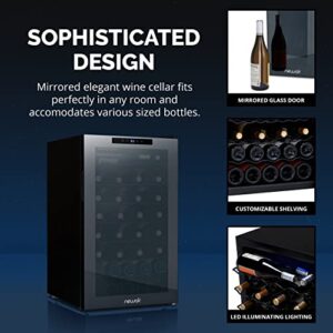 Newair 51 Bottle Wine Cooler Refrigerator | Shadow Series | Freestanding Mirrored Wine and Beverage Fridge with Double-Layer Tempered Glass Door & Compressor Cooling For Reds, Whites, & Sparkling Wine