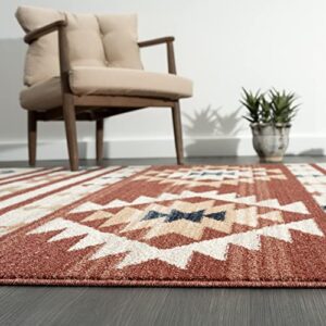 Abani Rugs Native Tribal Print Burnt Amber & Beige Living Room Rug - Premium Southwestern Style Non-Shedding Area Rug (6'x9')