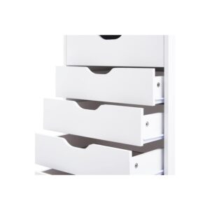 Naomi Home 9 Drawer Dresser for Bedroom, Stylish Tall Makeup Dressers, Storage Shelves, Small Dresser for Closet with 200 lbs Capacity - White