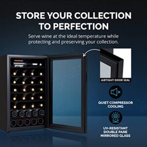 Newair 51 Bottle Wine Cooler Refrigerator | Shadow Series | Freestanding Mirrored Wine and Beverage Fridge with Double-Layer Tempered Glass Door & Compressor Cooling For Reds, Whites, & Sparkling Wine