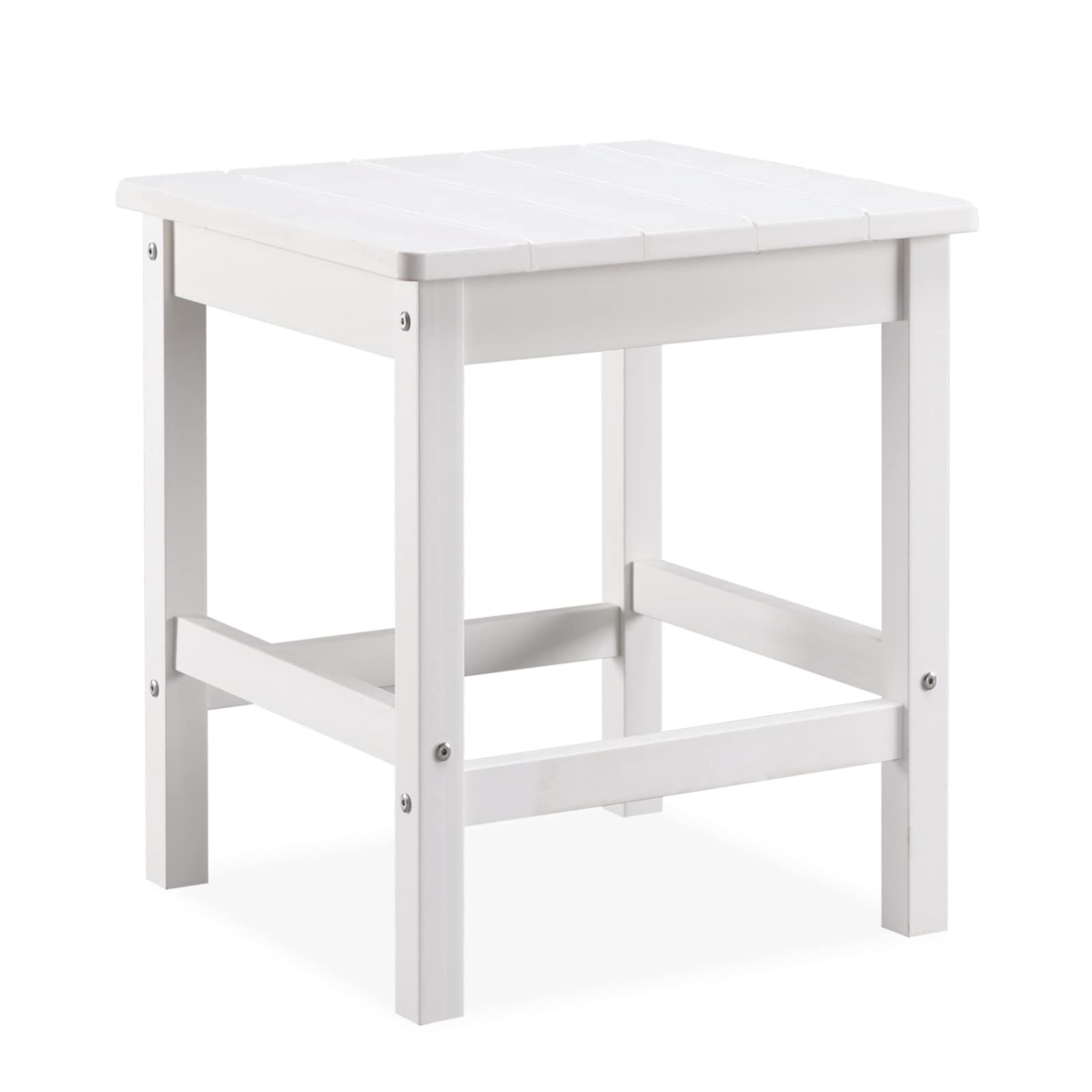 Pslivam Outdoor Side Table, 15.6" Poly Lumber Adirondack Side Table, Weather Resistant Patio Side Table for Poolside, Garden and Front Porch (White)