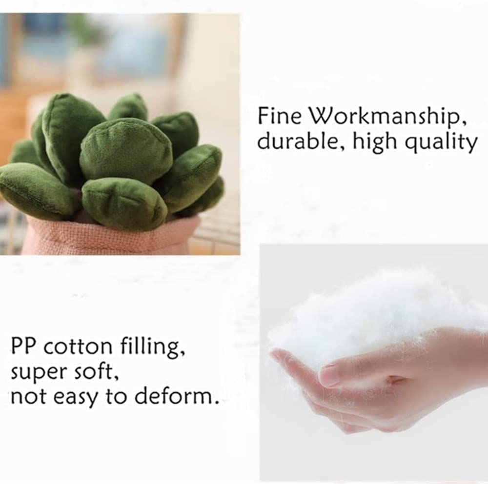 OUKEYI 9.8 inch Succulents Plush Toy, Flower Pot Stuffed Plushie Pillow Decoration, Cute Soft Plants Throw Pillow for Christmas Birthday Gifts (Khaki)