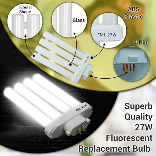 ARSUK 27w Replacement Bulb 4 Pin GX10Q-4 (6500k) Daylight Bulbs Energy Saving Reading Study Desk Office Lamps Lights