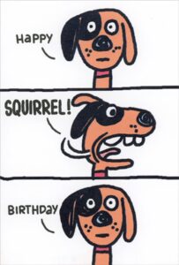 recycled paper greetings dog distracted by squirrel funny/humorous birthday card