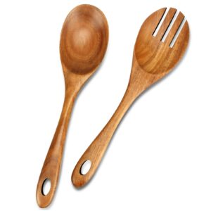 wooden salad tongs salad servers mixing spoon wood salad fork serving utensils 10" salad fork and spoon kitchen salad serving spoons