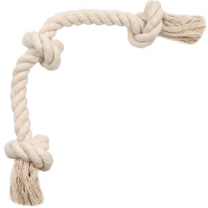 barida natural white cotton tough dog rope toy – chew toys. non toxic and premium rope dog toys. interactive dog rope toys for medium dogs large dogs, dog toy rope, dog tug of war toy, teething