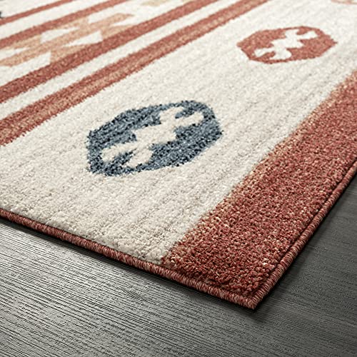 Abani Rugs Native Tribal Print Burnt Amber & Beige Living Room Rug - Premium Southwestern Style Non-Shedding Area Rug (6'x9')