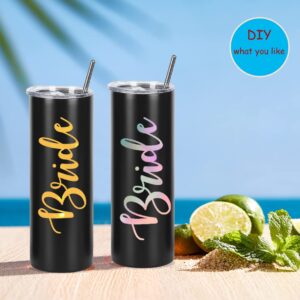 Wzaytia 20 Oz Stainless Steel Straight Skinny Tumbler Set (8 Pack), Insulated Slim Thin Travel Cup with Lid, Black