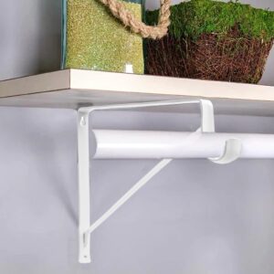 4 Pack Heavy Duty Closet Rod Bracket 11”x11” Closet Shelf & Rod Brackets, Closet Shelf Bracket with Rod Holder, Right Angle 1-3/8” Dia White Closet Rod Support Bracket for Revive Your Sagging Rod