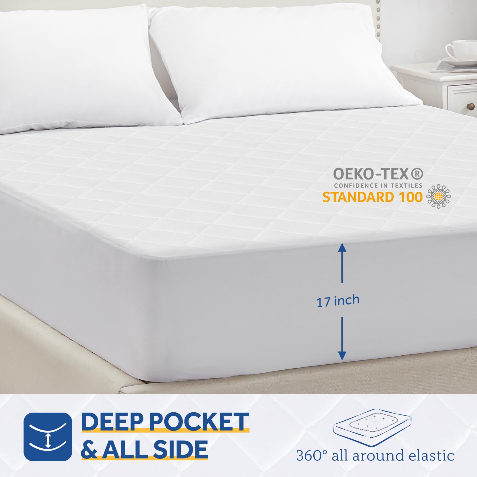 Sealy 3M Scotchgard Heated Mattress Pad | Quilted Cotton Electric Bed Warmer with 10 Heat Setting Dual Controller | 1-12 Hours Auto Shut Off | 17" Deep All Around Elastic Pocket, Queen