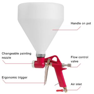 Drywall Texture Sprayer,Air Texture Gun 1.5 Gallon with 3 Nozzle (4.0mm/6.0mm/8.0mm) for Orange Peel Knockdown (Red)