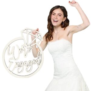 We are Engaged Party Decoration Bridal Shower Decorations Diamond Ring Wooden Sign Wall Hanging Decoration Bridal Shower Party Supplies Photo Booth Props Wooden Cutout Signs