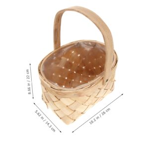 SEWACC Handmade Rattan Storage Container Woven Storage Basket with Handle Seagrass Storage Basket Portable Flower Basket for Home Camping Wedding (Medium)