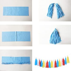 20PCS Red Yellow Blue Tassels Garland Tissue Paper Tassel Banner for Birthday Party Baby Shower Class Party Supplies(DIY)