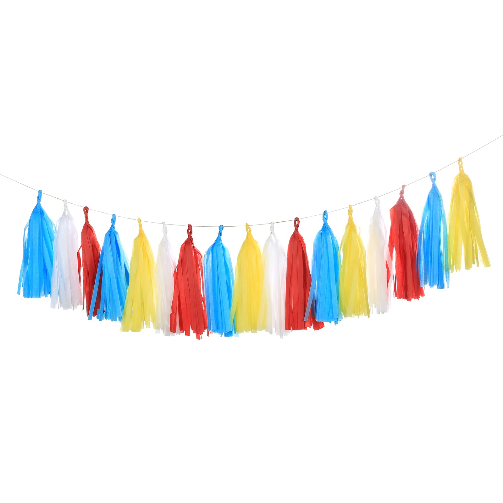 20PCS Red Yellow Blue Tassels Garland Tissue Paper Tassel Banner for Birthday Party Baby Shower Class Party Supplies(DIY)