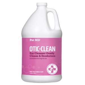 pet md otic-clean dog ear cleaner - veterinarian-formulated otic ear solution for dogs & cats - pet ear cleaner for itch, odor, & wax buildup - deodorizing cat ear cleaner solution - 1 gallon