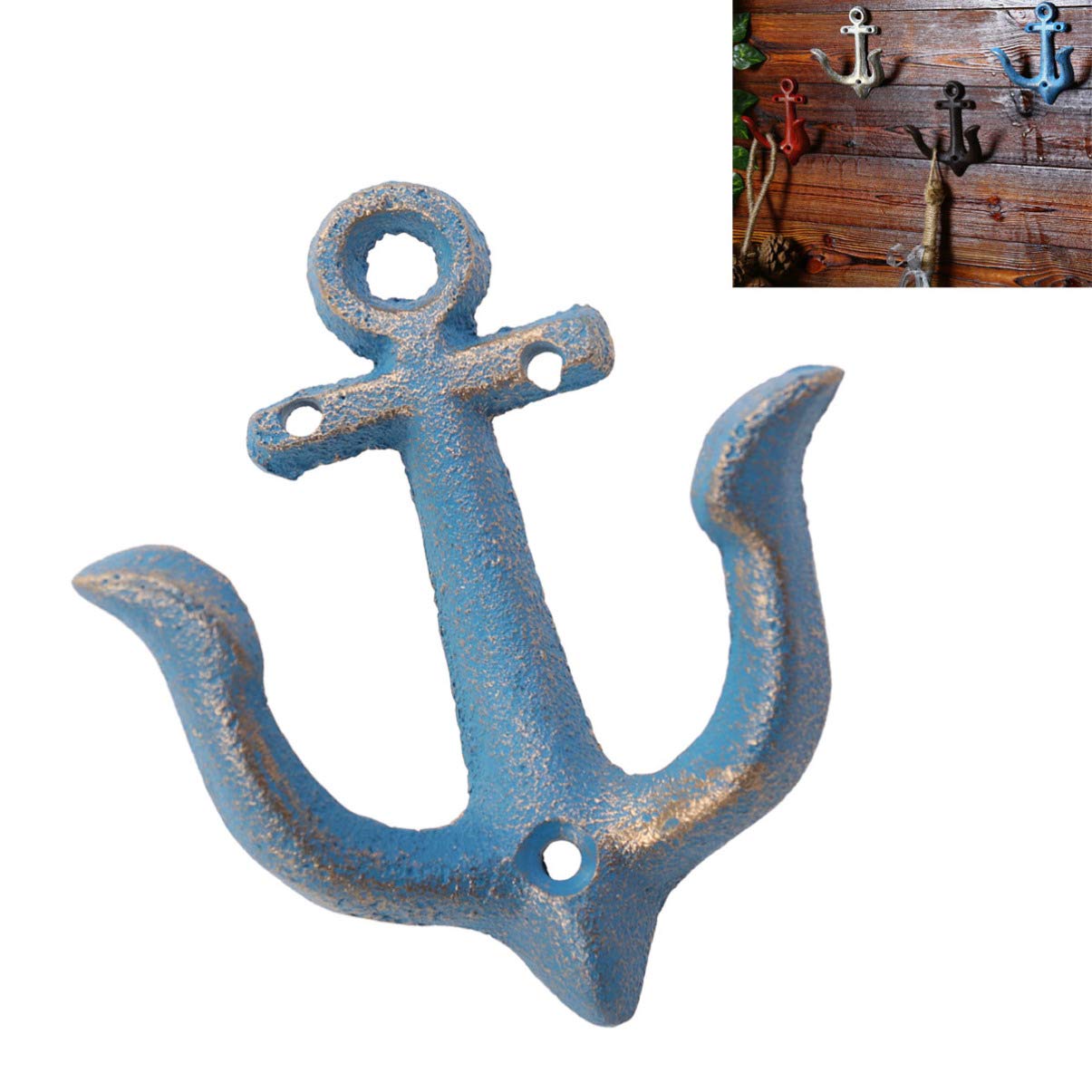 Vintage Rustic Cast Iron Nautical Wall Hooks Coat Hooks Rack, Nautical Anchor Wall Hooks for Home Bathroom Towel Coat Hooks Hanger (Screws Included)