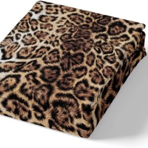 Erosebridal Leopard Print Duvet Cover Set Cheetah Bedding Sets Queen,Safari Animal Comforter Cover Jungle Theme Bedding Animal Fur Design Quilt Cover,Luxury Cozy Breathable Brown Duvet Cover 3-Piece