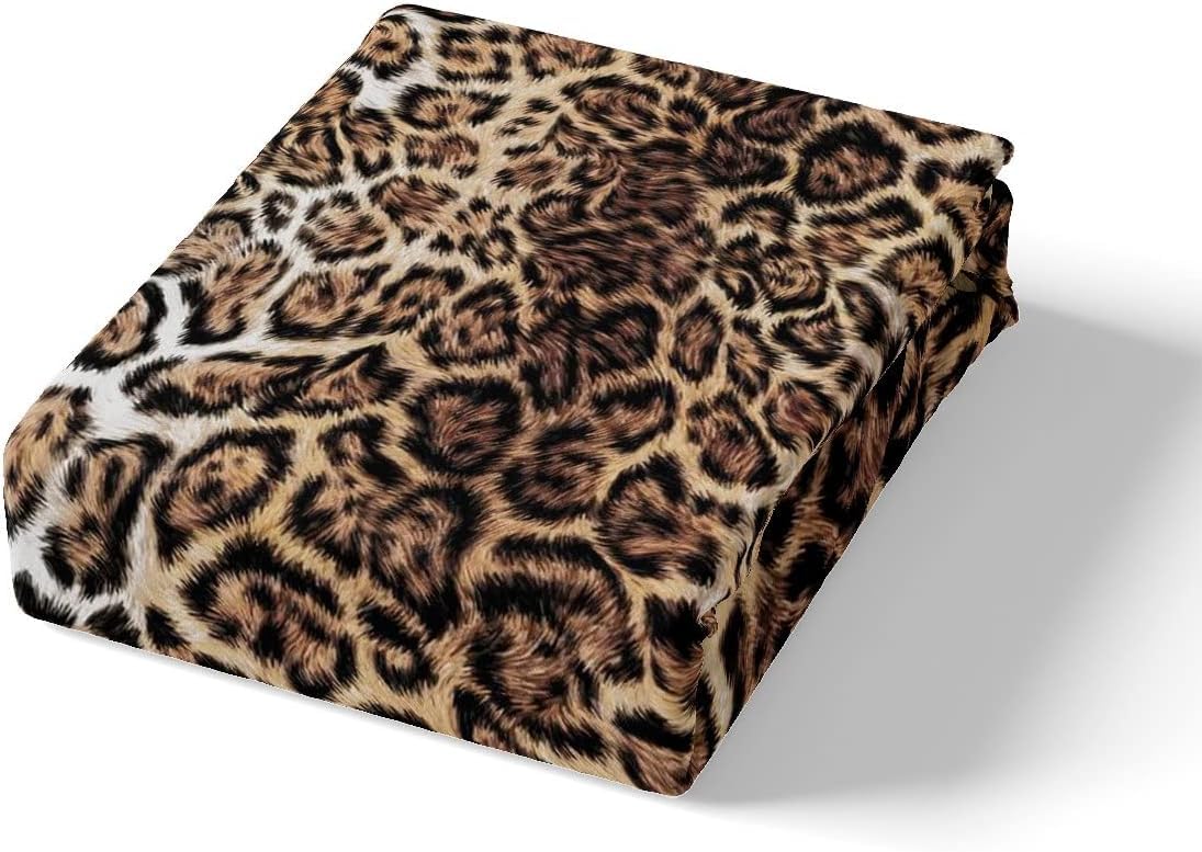 Erosebridal Leopard Print Duvet Cover Set Cheetah Bedding Sets Queen,Safari Animal Comforter Cover Jungle Theme Bedding Animal Fur Design Quilt Cover,Luxury Cozy Breathable Brown Duvet Cover 3-Piece