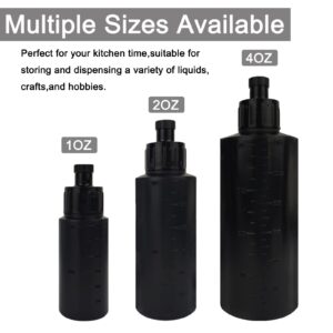 EDSRDUS LDPE Squeeze Bottles with Luer Lock & Multi Purpose Precision Applicator for Gluing Projects DIY Craft Painting Measuring E-Liquids Kitchen, etc (10pcs 2oz(60ml), Black)