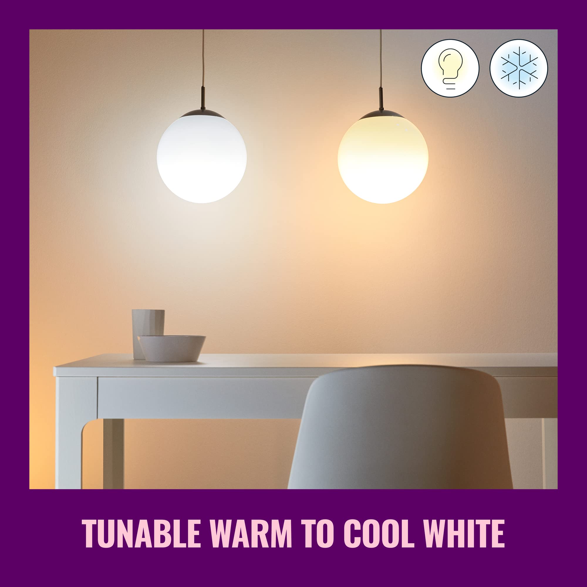 WiZ 100W Eq. (14.5W) A21 Tunable White LED Smart Bulb - Pack of 1 - E26- Indoor - Connects to Your Existing Wi-Fi - Control with Voice or App + Activate with Motion - Matter Compatible