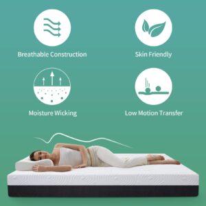 Opoiar King Size Mattress,10 Inch Green Tea Cooling Gel Memory Foam Mattress in a Box,Medium-Firm Mattress Made in USA,Pressure Relief & Temperature Regulation,Fiberglass-Free,CertiPUR-US Certified