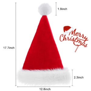 TCJJ Santa Hat for Adult, Christmas Hat Unisex Velvet Comfort Extra Thicken Holiday Xmas Hat for New Year Festive Christmas Party Supplies (Adult-1Pcs)