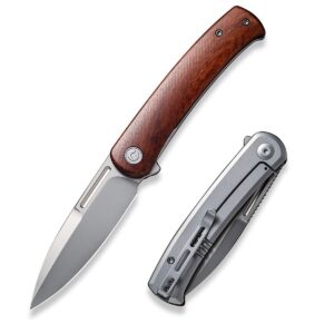 civivi cetos folding knife, 3.48-in 14c28n blade spear point with cuibourtia wood scale flipper knife frame lock, pocket edc outdoor knives for camping, hiking, hunting c21025b-4