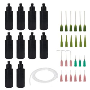 edsrdus ldpe squeeze bottles with luer lock & multi purpose precision applicator for gluing projects diy craft painting measuring e-liquids kitchen, etc (10pcs 2oz(60ml), black)