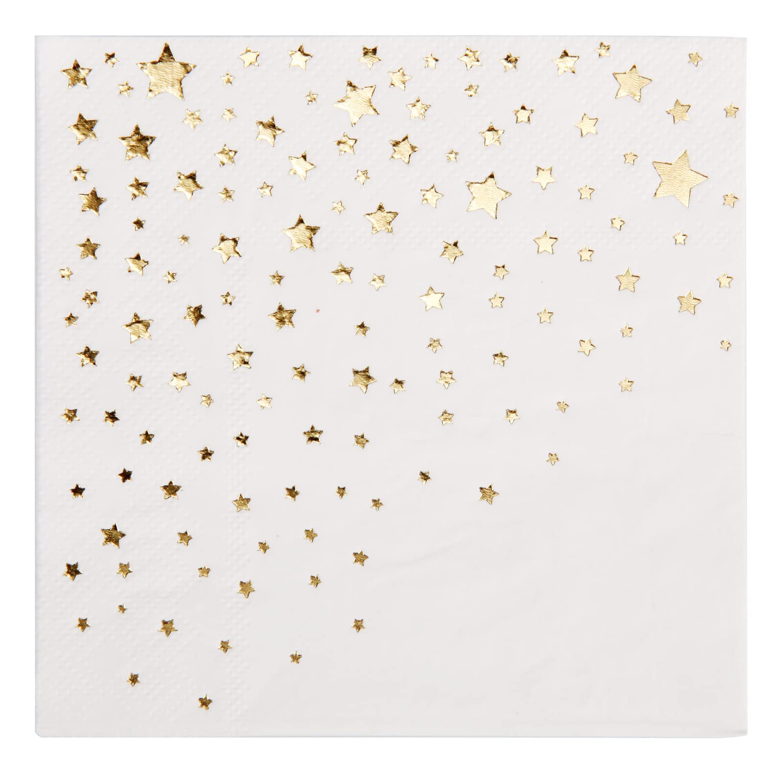 Stylish Gold Cocktail Napkins, Disposable 5x5 Inch Gold Paper Napkins, 100 Gold Star Napkins, 3 Ply White and Gold Napkins, Holiday Cocktail Napkins, Paper Christmas Cocktail Napkins