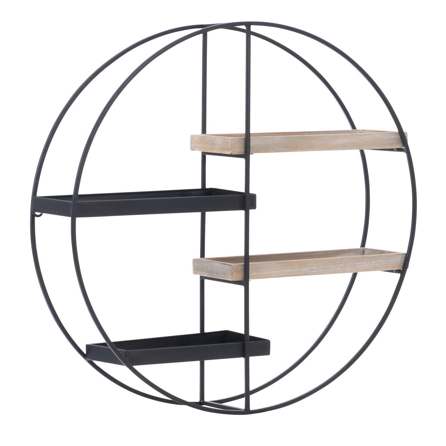 Lindell Round 4 Shelf Wall Storage Black