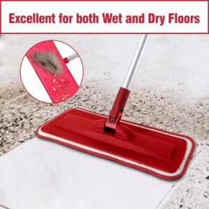 Panda Grip Floor Mop for Cleaning Hardwood Daily Easy Cleaning Dust Mops with 360 Degree Swivel Head Dry and Wet Multi Surface Clean, 1 Scrubber and 2 Washable Pad