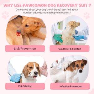 Pawcomon Dog Onesie for After Surgery Recovery Suit Pet Surgical Suit for Female Male Cone E-Collar Alternatives After Spay Abdominal Wounds Protector Dog Anti-Licking Onesie for Small Medium Dogs