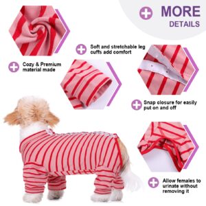 KOESON Dog Recovery Suit, Dog Onesie for Surgery Female Dog Surgery Recovery Suit Anti-Licking, E-Cone Alternative Long Sleeve Dog Pajamas for Small Dogs Pet Shedding Suit Red S