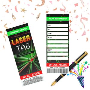 MUZRUYOU Laser Tag Ticket Invitation Birthday Party - Glow Lazer Tag(20 Set with Envelopes)