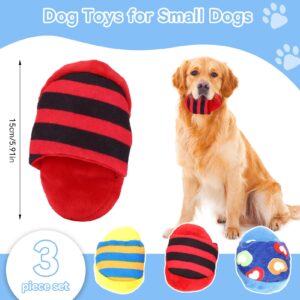 3PCS Small Dog Toys, Cute Slipper Shape Plush Dog Squeaky Toys Puppy Chew Toys Teething Toys Shoes Dog Toy for Small Dogs and Puppies