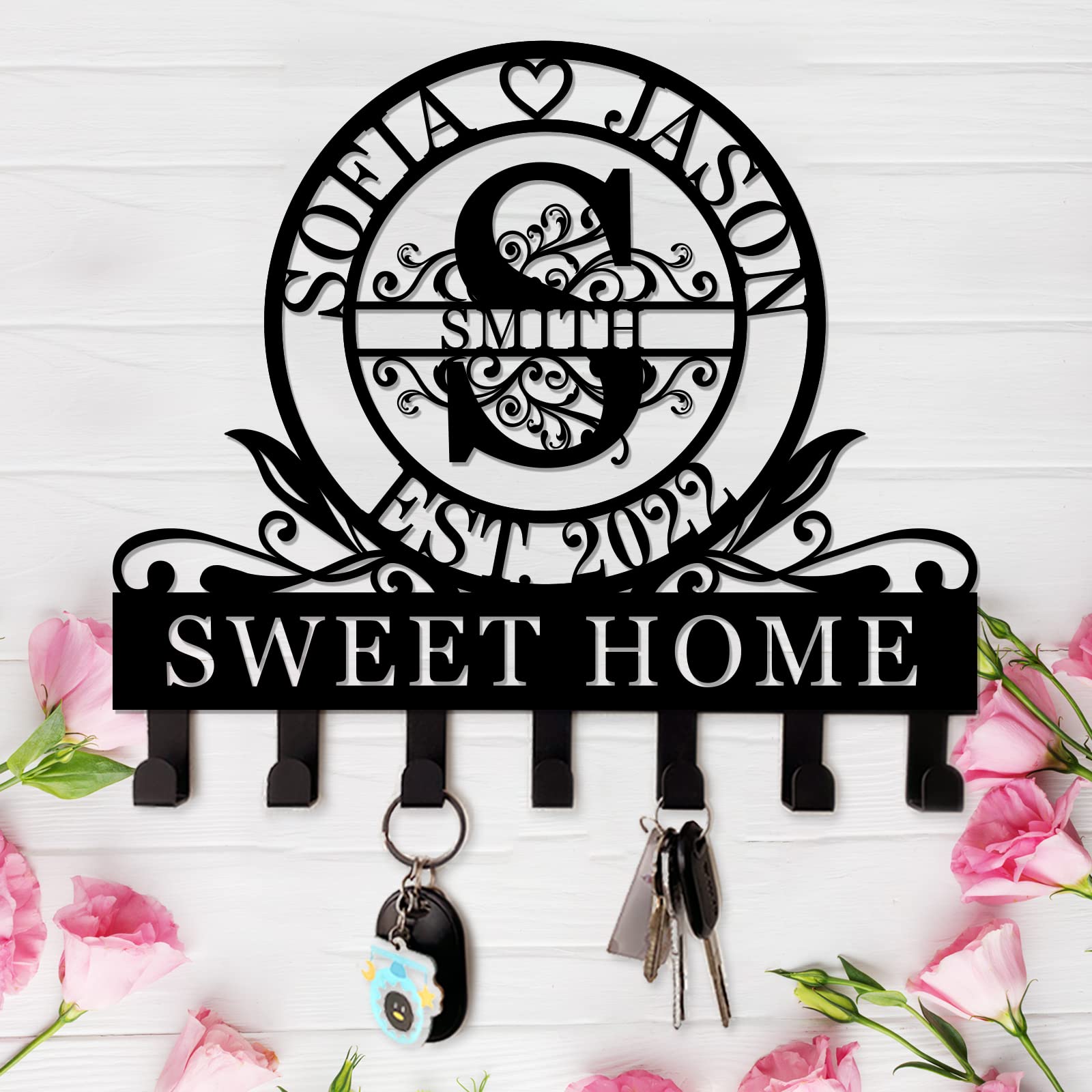 Personalized Key Holder for Wall, Custom Metal Key Hooks with Name, Key Rack for Wall, Key Holder for Wal Key Holder, Key Holder Wall for Cap Hooks, Sunglasses Hooks Towel Hooks