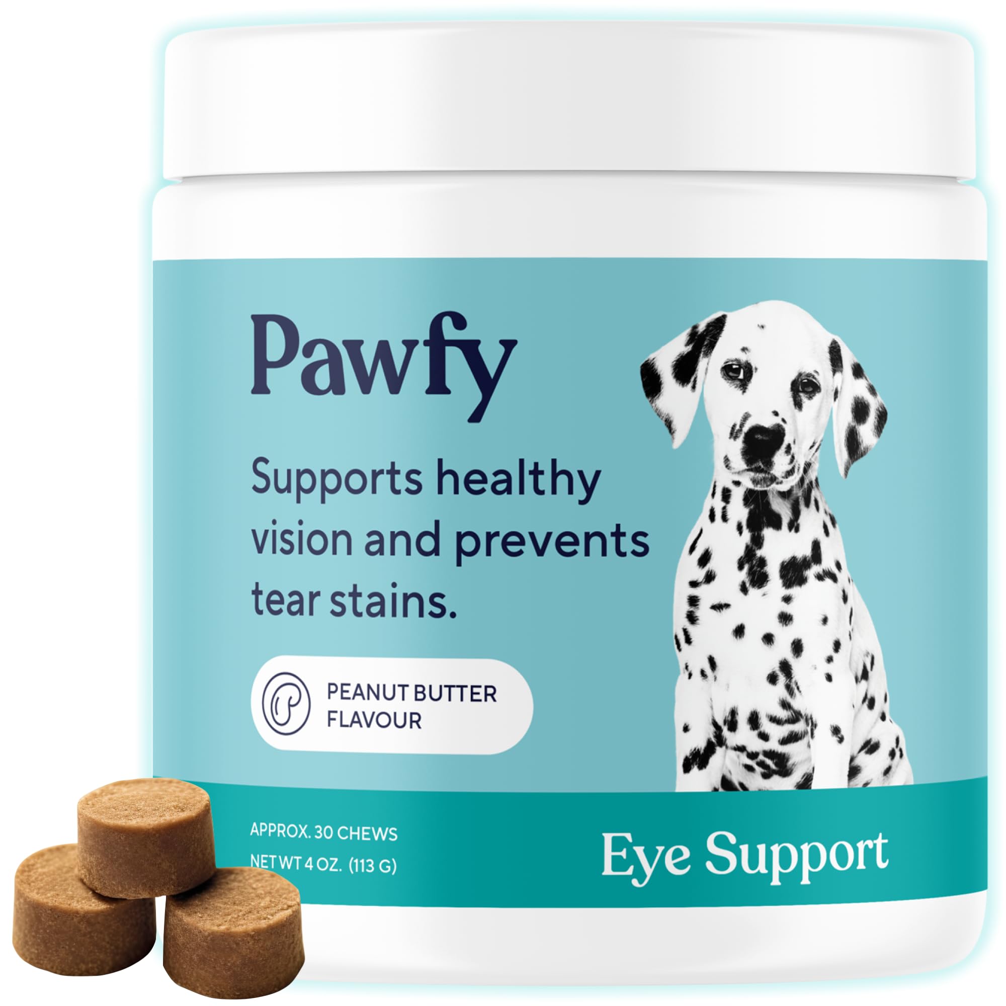 Pawfy Eye Support Soft Chews | Prevent Tear Stains | Support Eyesight | Overall Eye Health | with Luthein, Krill Oil & Astaxanthin