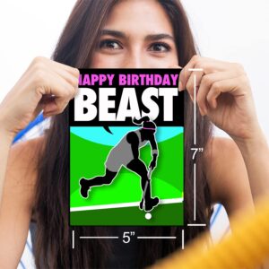 Play Strong Field Hockey Beast Birthday Card 1-Pack (5x7) Field Hockey Sports Birthday Cards Greeting Cards - Awesome for Field Hockey Players, Coaches and Fans Birthdays, Gifts and Parties!