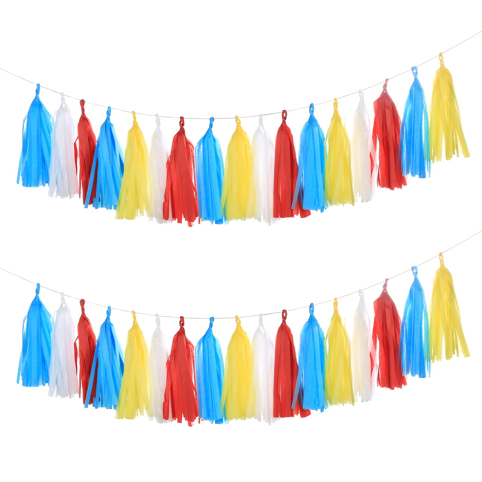 20PCS Red Yellow Blue Tassels Garland Tissue Paper Tassel Banner for Birthday Party Baby Shower Class Party Supplies(DIY)