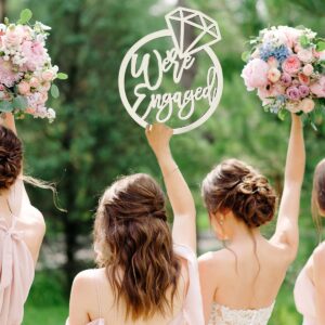 we are engaged party decoration bridal shower decorations diamond ring wooden sign wall hanging decoration bridal shower party supplies photo booth props wooden cutout signs