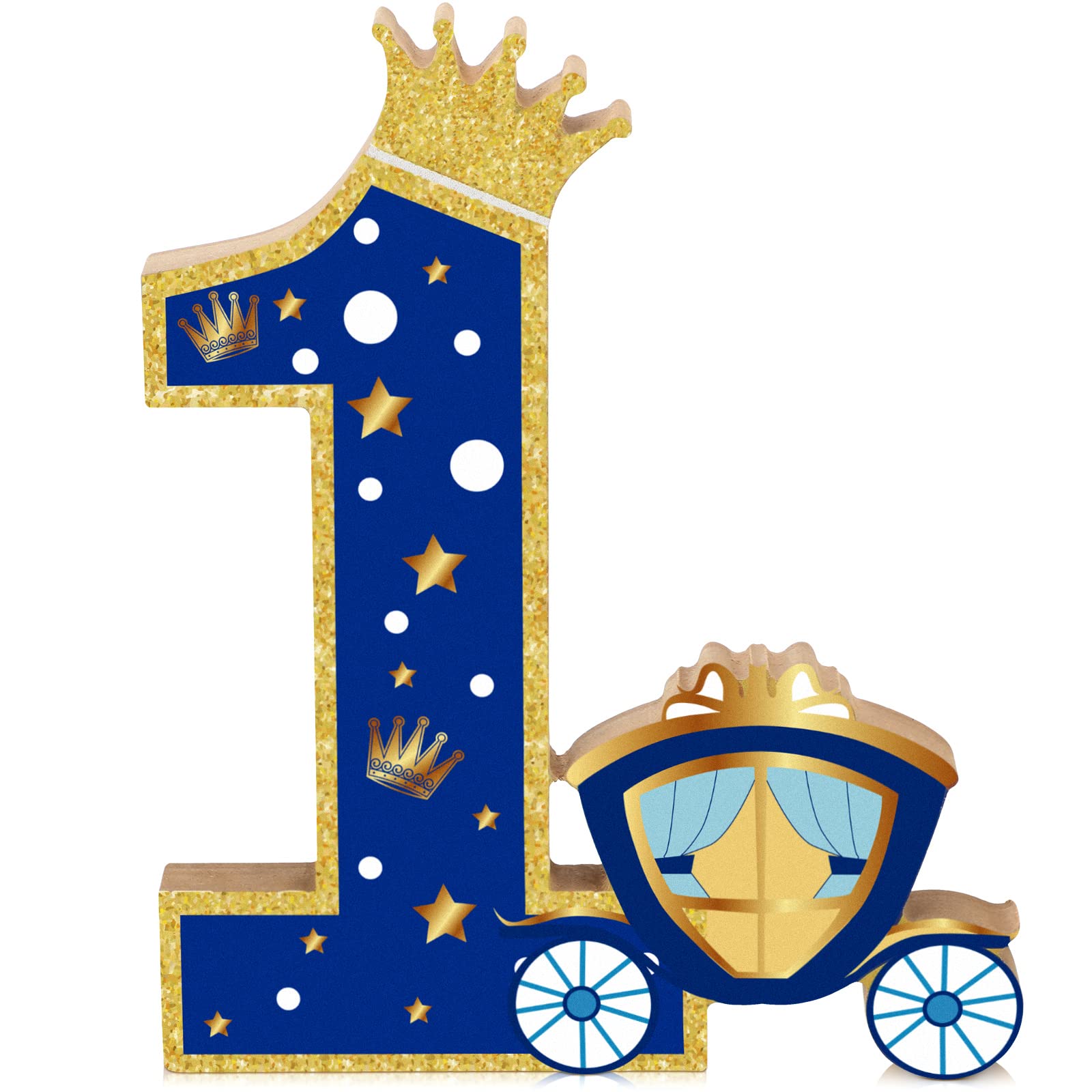 Prince Number 1 Wooden Sign Royal 1st birthday Table Centerpiece Prince First Birthday Party Decorations for Baby Boy Girl 1st Birthday Baby Shower Decor Supplies