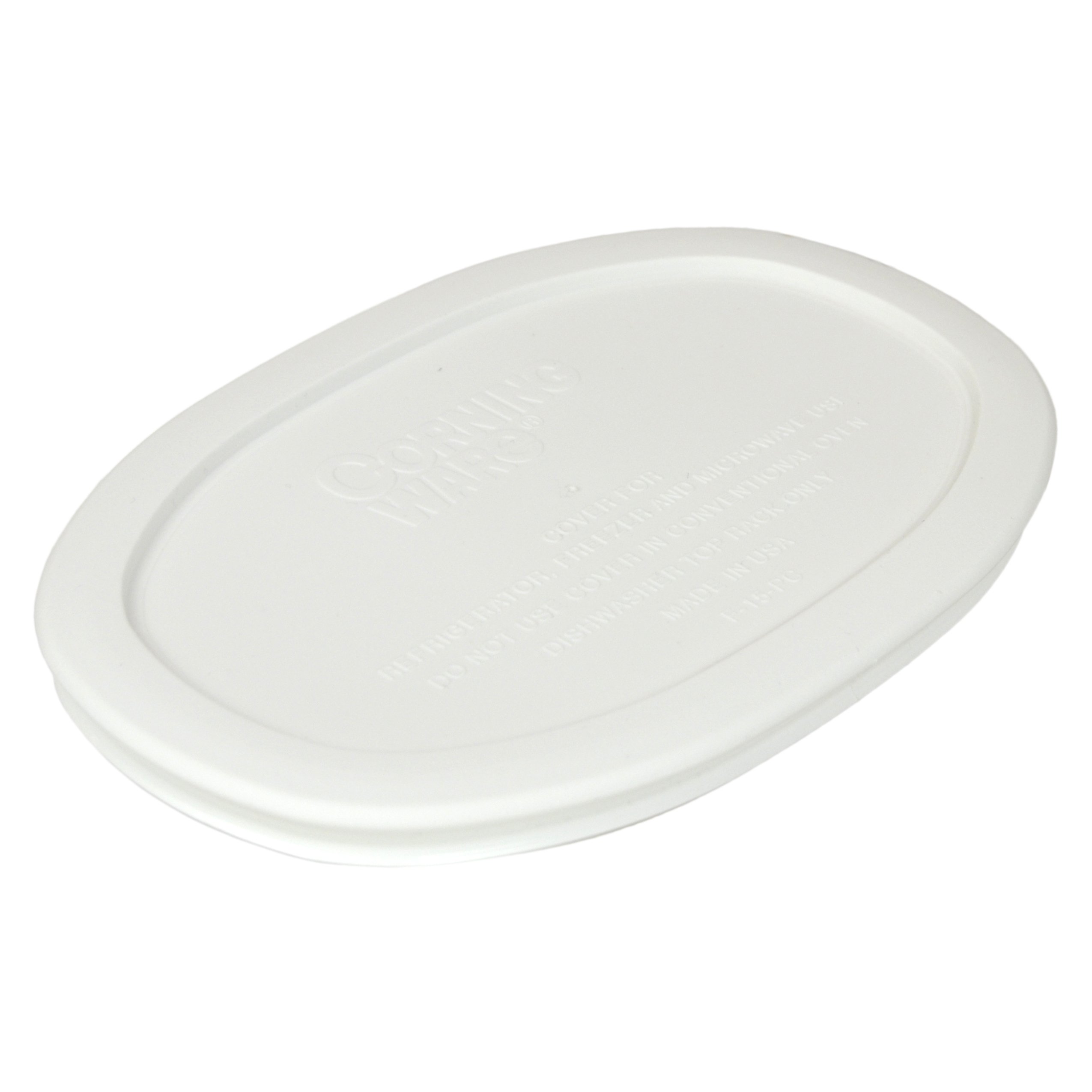 Corningware (2) F-15-PC 15oz French White Lids & (2) F-16 16oz French White Lids