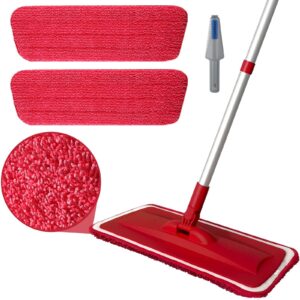 panda grip floor mop for cleaning hardwood daily easy cleaning dust mops with 360 degree swivel head dry and wet multi surface clean, 1 scrubber and 2 washable pad