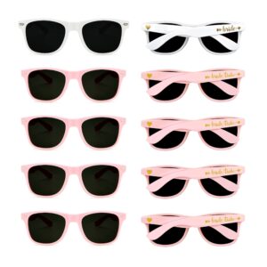 lotsbuylots bachelorette sunglasses bridal shower pink favors supplies ,10pcs bride tribe sunglasses bridesmaid glasses gifts, 145mm