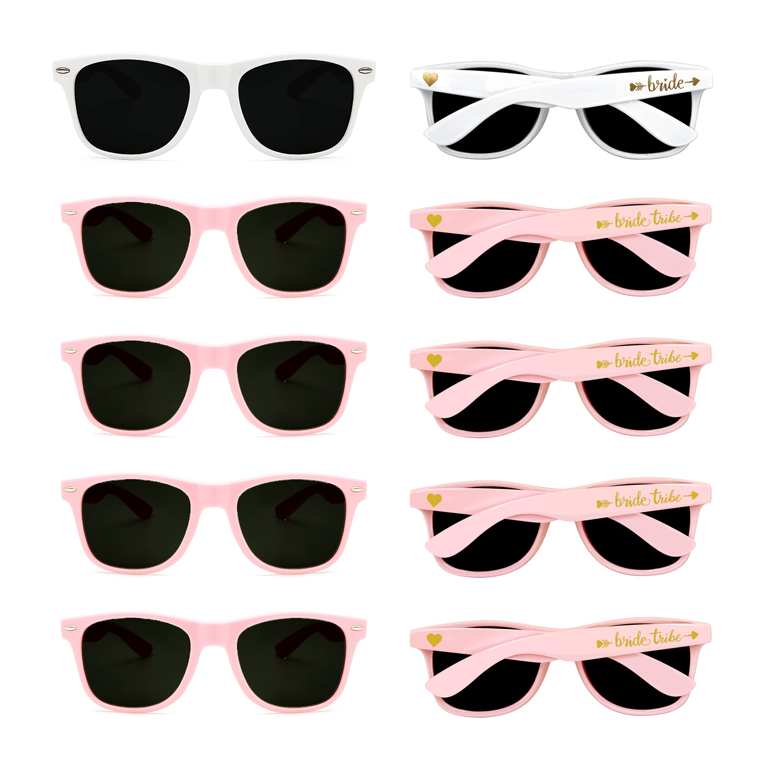 LotsBuyLots Bachelorette Sunglasses Bridal Shower Pink Favors Supplies ,10pcs Bride Tribe Sunglasses Bridesmaid Glasses Gifts, 145MM