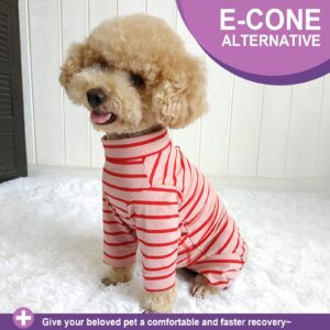 KOESON Dog Recovery Suit, Dog Onesie for Surgery Female Dog Surgery Recovery Suit Anti-Licking, E-Cone Alternative Long Sleeve Dog Pajamas for Small Dogs Pet Shedding Suit Red S