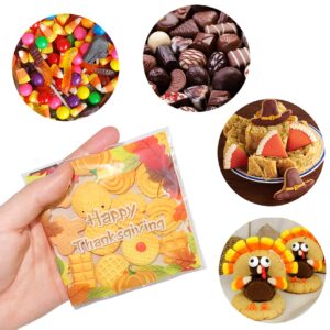 HADDIY Thanksgiving Cookie Treat Bags,240 Pcs Small Cellophane Self Adhesive Fall Pumpkin Candy Goody Bags in Bulk for Autumnt Thanksgiving Party Favor