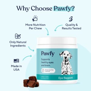 Pawfy Eye Support Soft Chews | Prevent Tear Stains | Support Eyesight | Overall Eye Health | with Luthein, Krill Oil & Astaxanthin